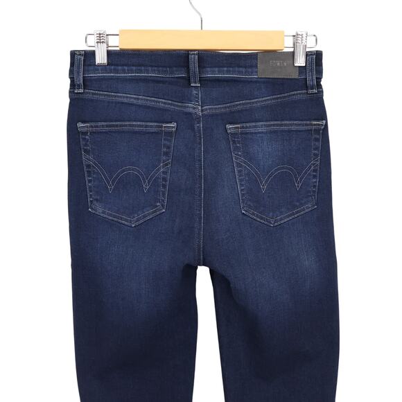 NWT Edwin Bree Mid-Rise Straight Leg Crop Stretch Denim In Night Sky Size 27 - Picture 4 of 6